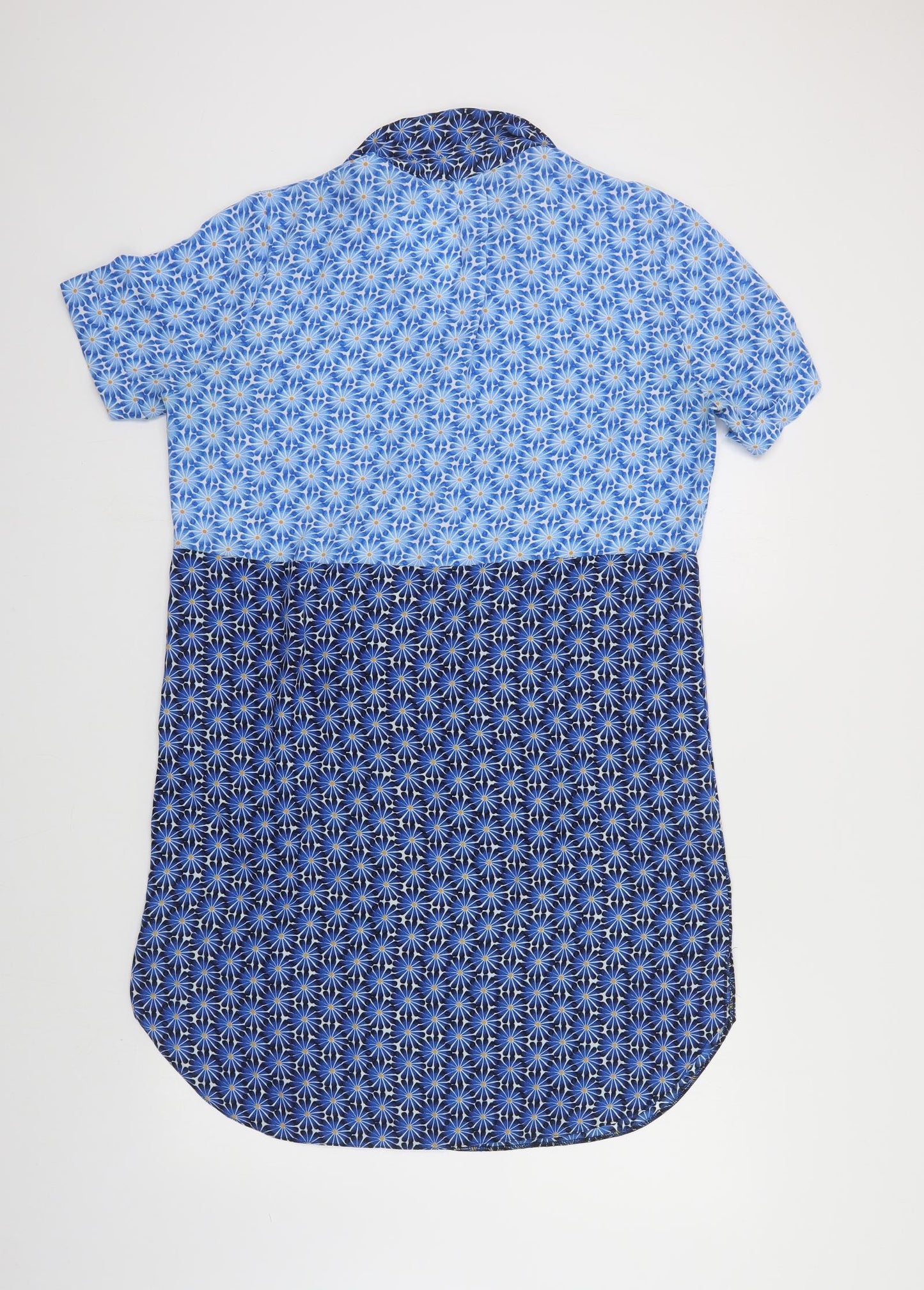 Dorothy Perkins Womens Blue Floral Polyester Shirt Dress Size 14 Collared Button