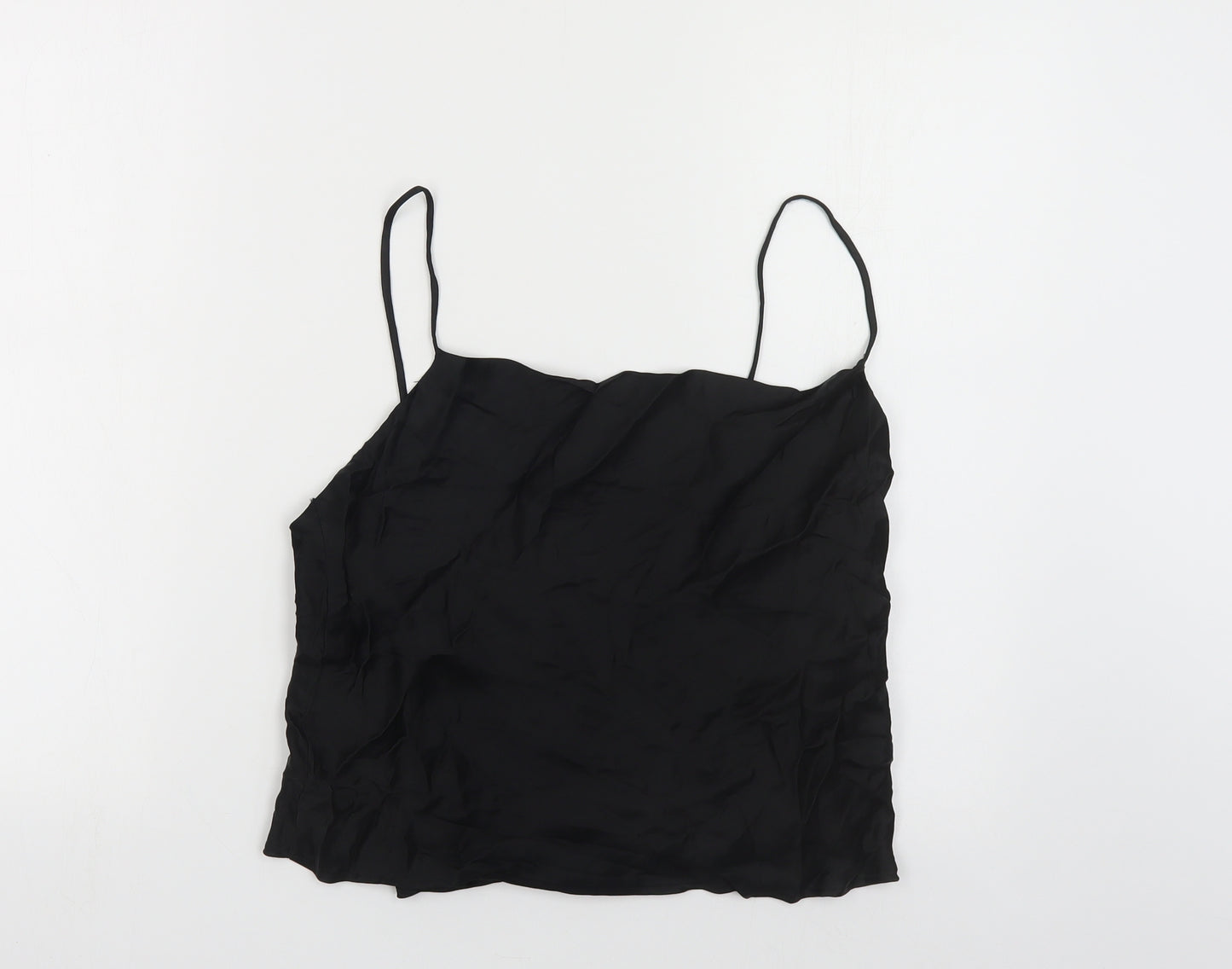 Zara Womens Black Modal Camisole Tank Size L Square Neck