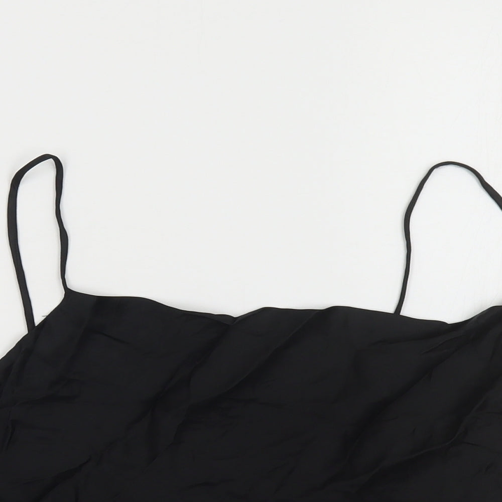 Zara Womens Black Modal Camisole Tank Size L Square Neck