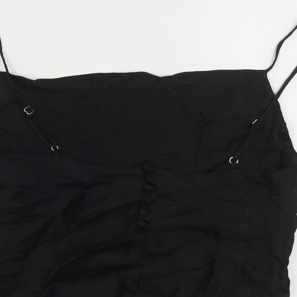 Zara Womens Black Modal Camisole Tank Size L Square Neck