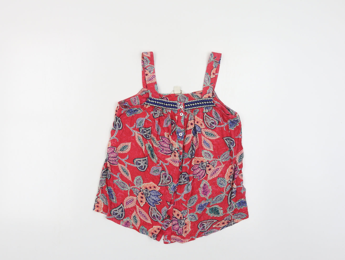 Monsoon Womens Red Paisley Viscose Basic Tank Size 8 Square Neck