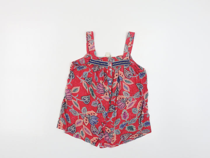 Monsoon Womens Red Paisley Viscose Basic Tank Size 8 Square Neck