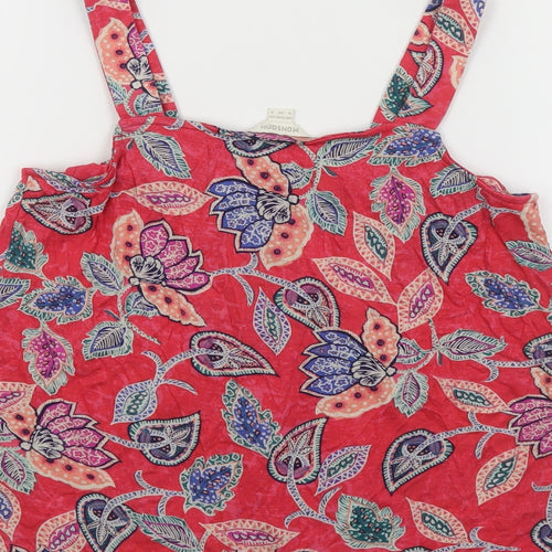 Monsoon Womens Red Paisley Viscose Basic Tank Size 8 Square Neck