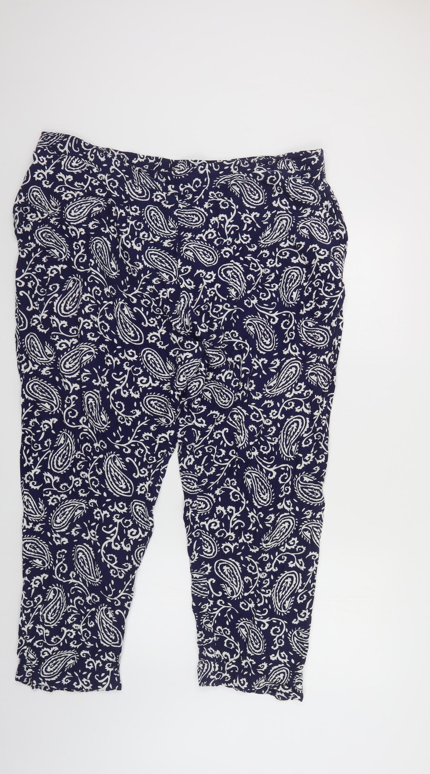 Anthology Womens Blue Paisley Viscose Trousers Size 24 L27 in Regular