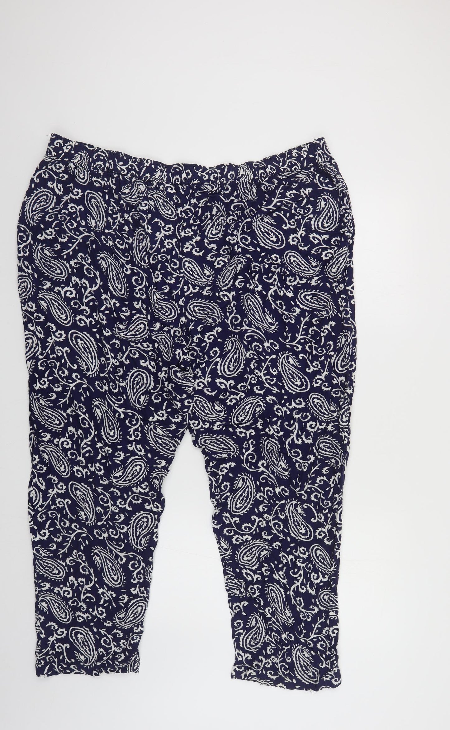 Anthology Womens Blue Paisley Viscose Trousers Size 24 L27 in Regular