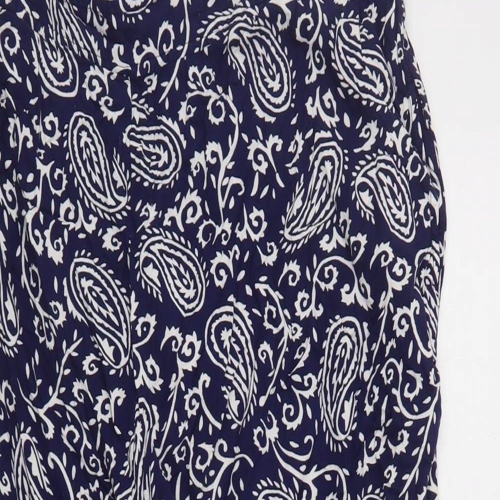 Anthology Womens Blue Paisley Viscose Trousers Size 24 L27 in Regular