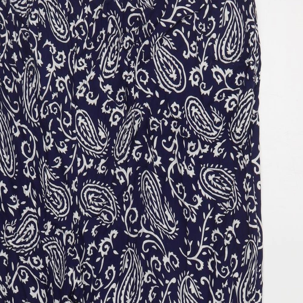 Anthology Womens Blue Paisley Viscose Trousers Size 24 L27 in Regular