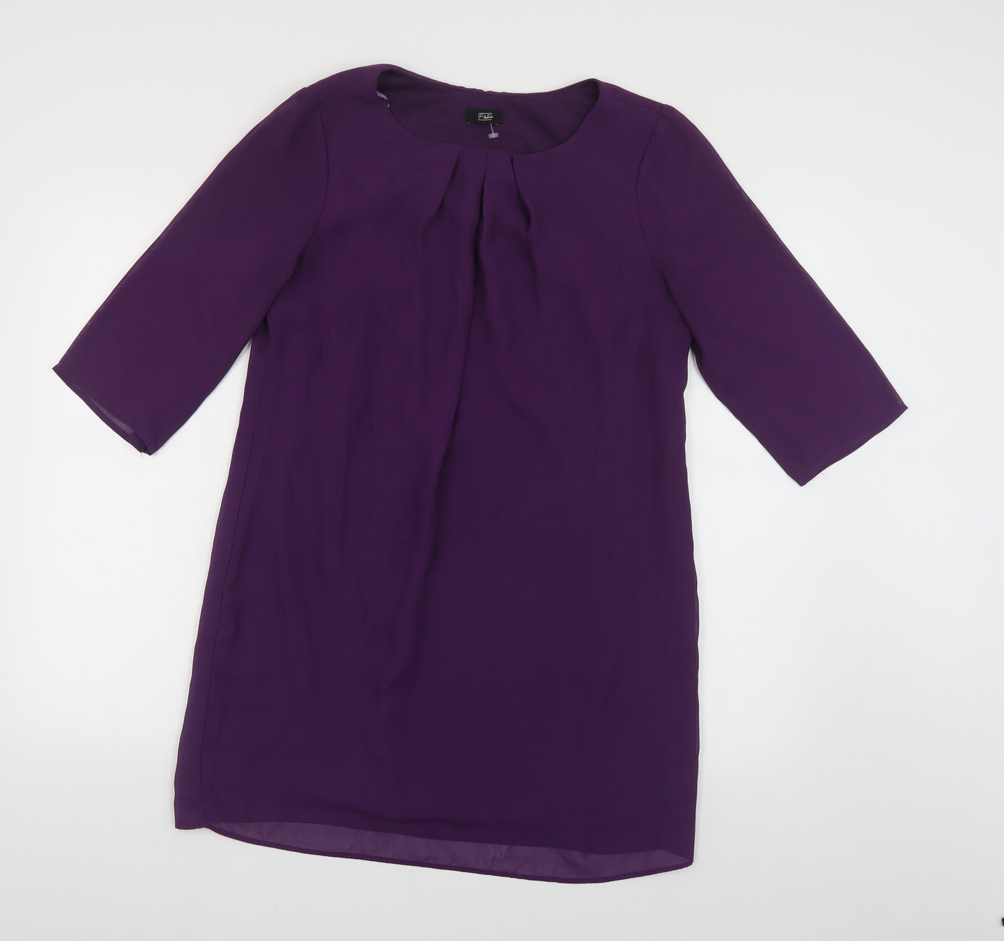 F&F Womens Purple Polyester Shift Size 12 Round Neck Pullover
