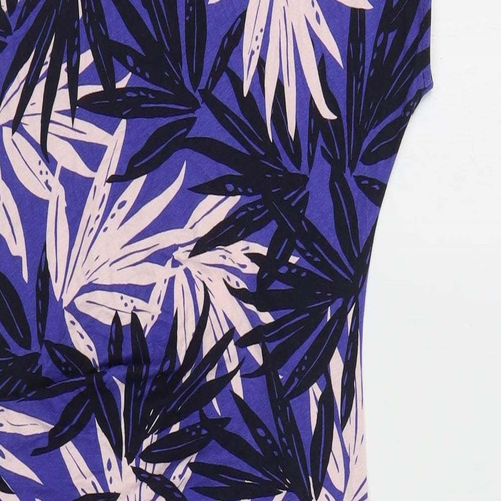 Principles Womens Purple Floral Viscose Pencil Dress Size 14 Boat Neck Pullover
