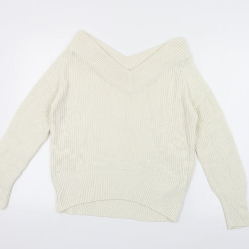 Topshop Womens Ivory V-Neck Acrylic Shrug Jumper Size 8