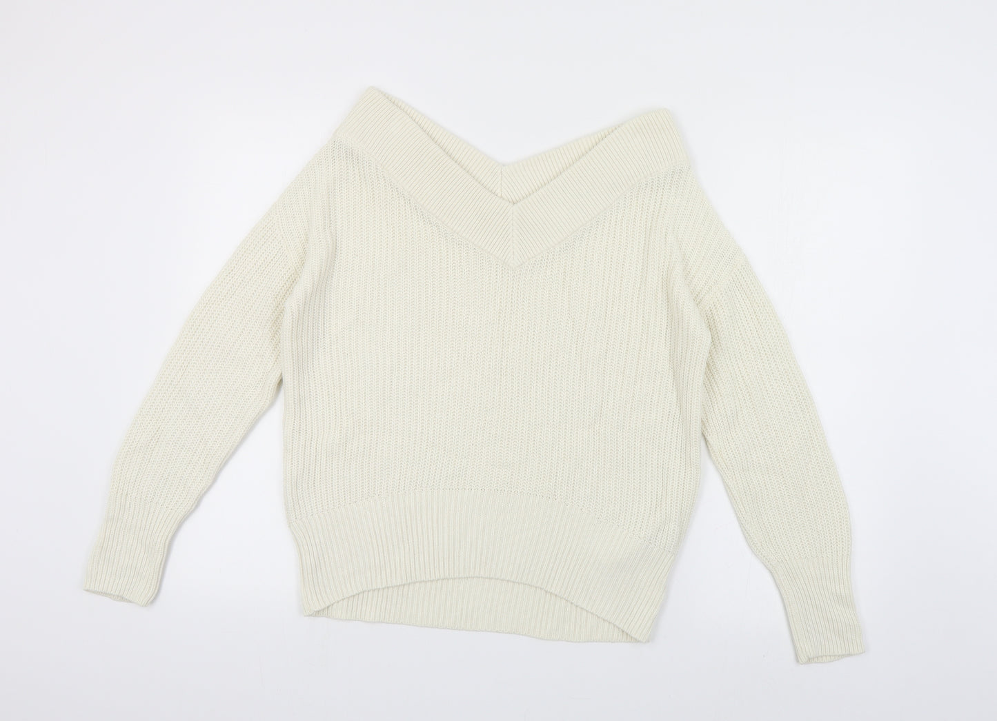 Topshop Womens Ivory V-Neck Acrylic Shrug Jumper Size 8