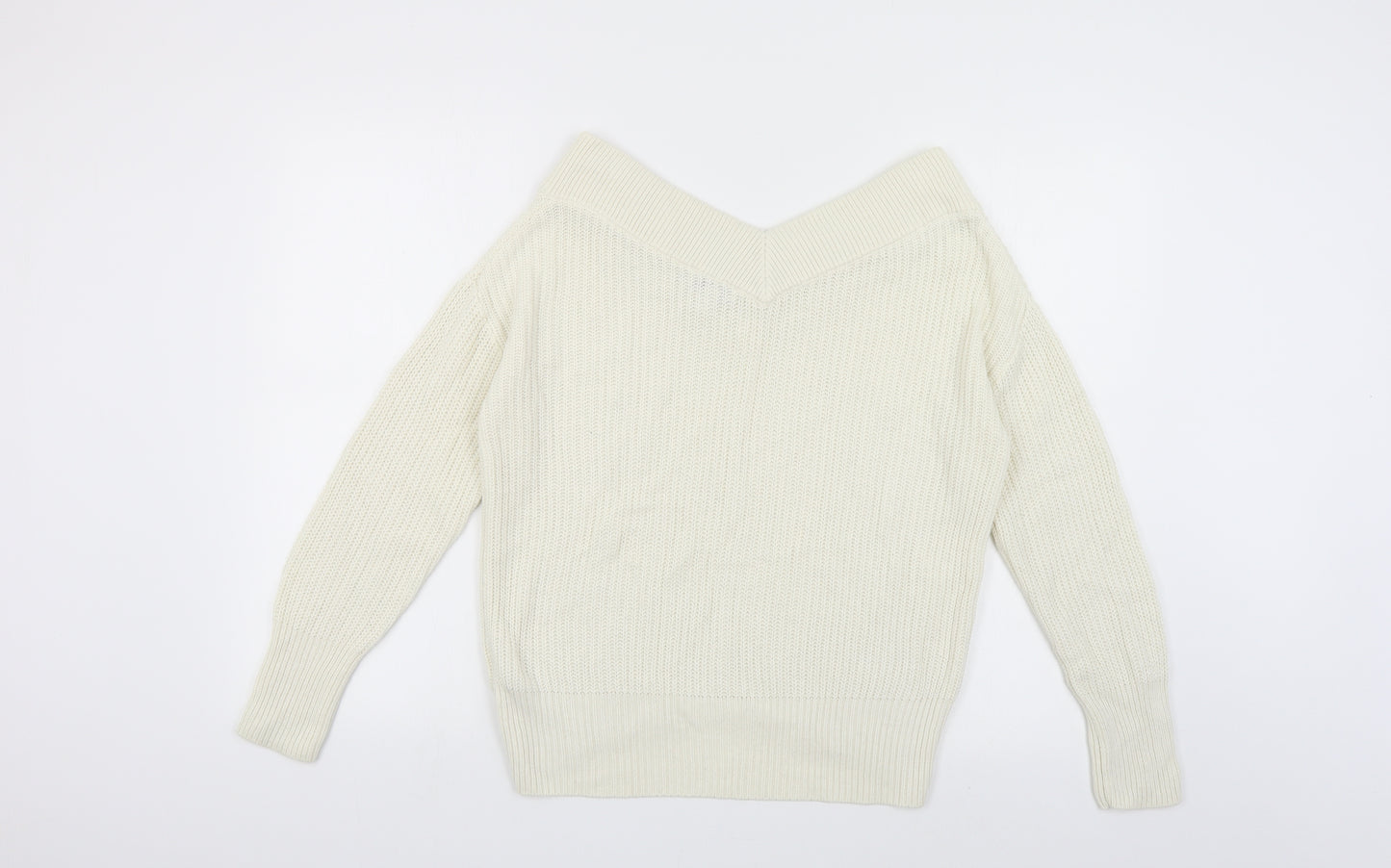 Topshop Womens Ivory V-Neck Acrylic Shrug Jumper Size 8
