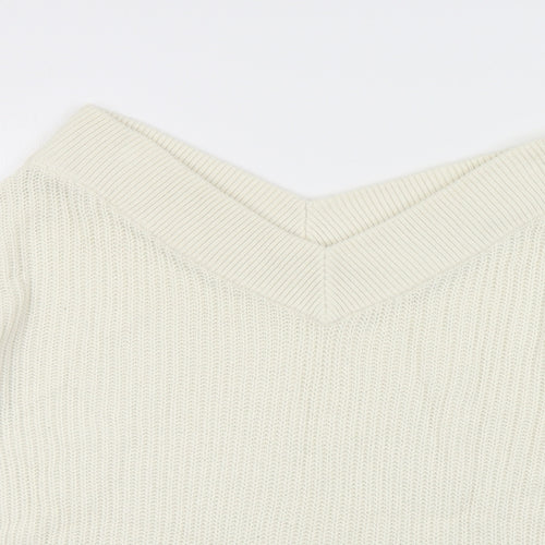 Topshop Womens Ivory V-Neck Acrylic Shrug Jumper Size 8