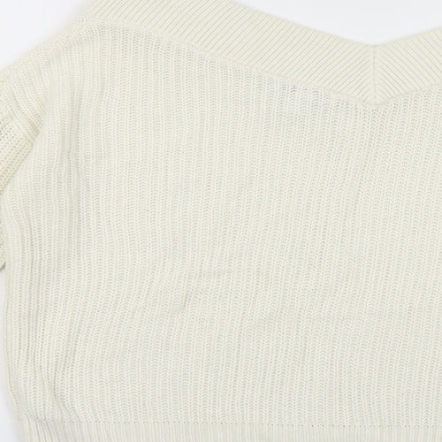 Topshop Womens Ivory V-Neck Acrylic Shrug Jumper Size 8