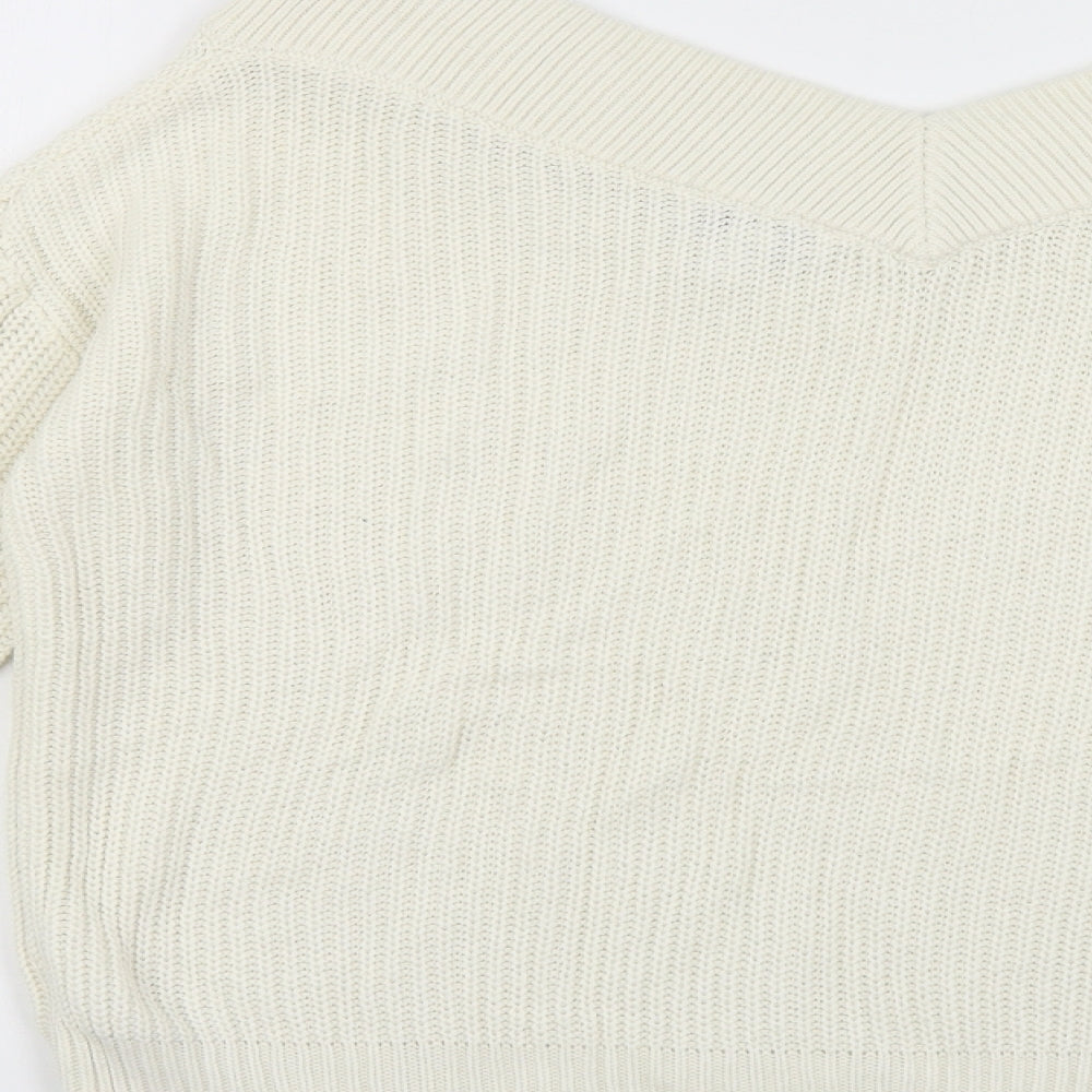 Topshop Womens Ivory V-Neck Acrylic Shrug Jumper Size 8