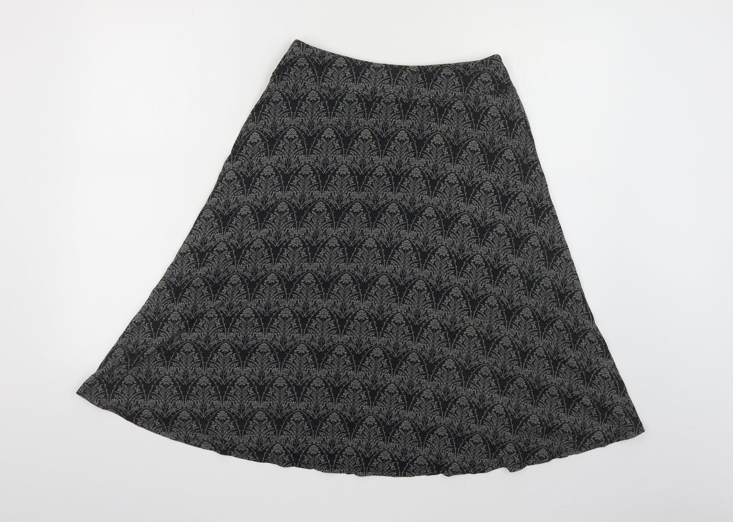 White Stuff Womens Black Geometric Viscose A-Line Skirt Size 8
