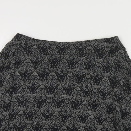 White Stuff Womens Black Geometric Viscose A-Line Skirt Size 8