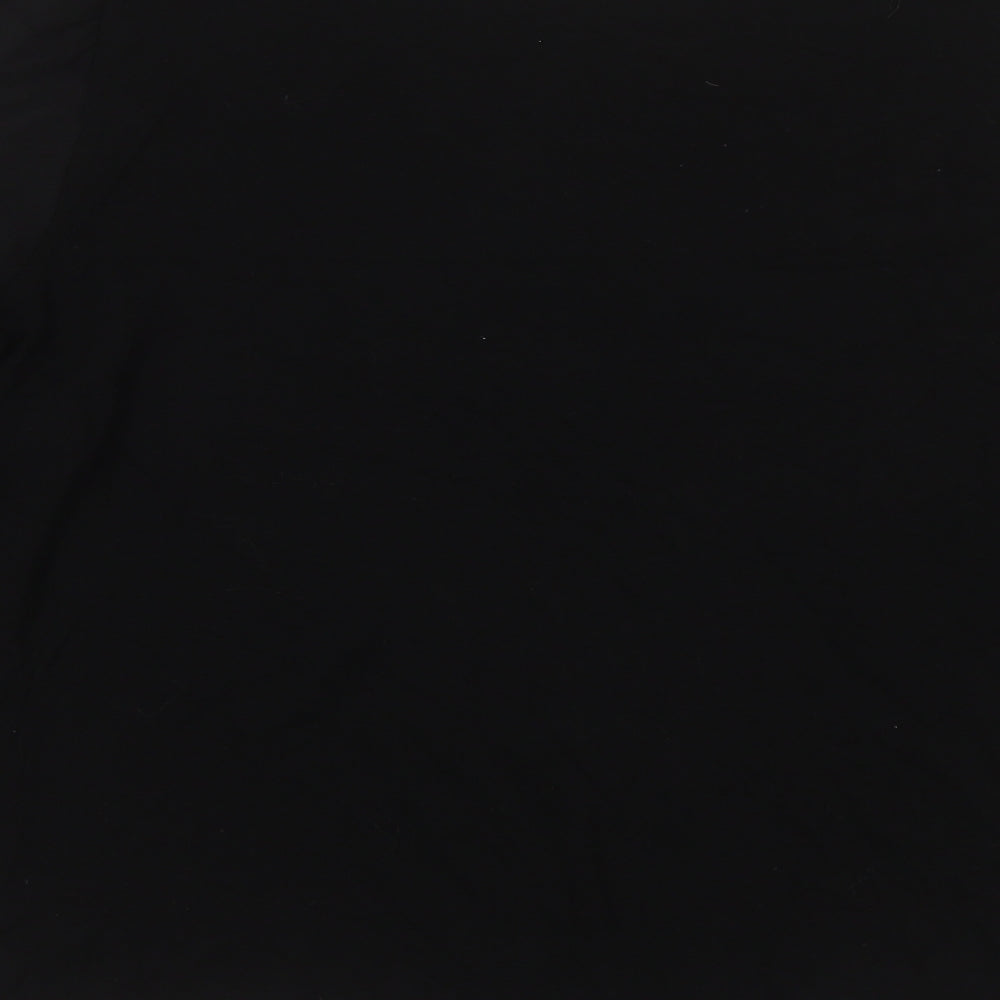 United Colors of Benetton Womens Black Viscose Basic Button-Up Size M Round Neck - Sheer Sleeves