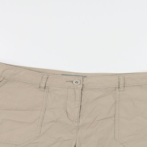 Marks and Spencer Womens Beige Cotton Cargo Shorts Size 14 L5 in Regular Button