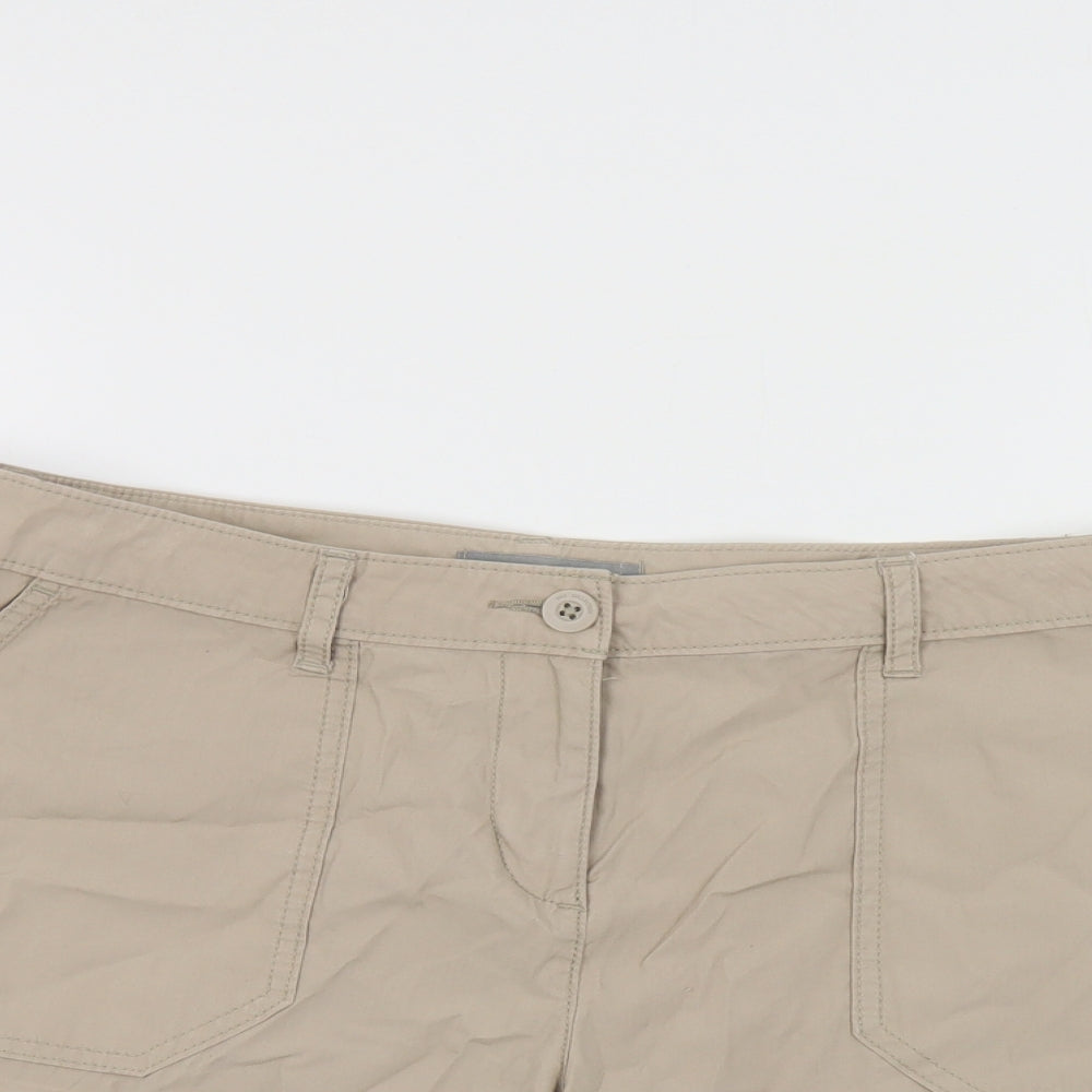 Marks and Spencer Womens Beige Cotton Cargo Shorts Size 14 L5 in Regular Button