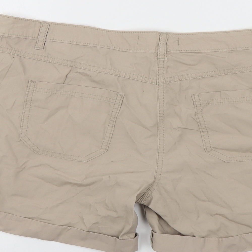 Marks and Spencer Womens Beige Cotton Cargo Shorts Size 14 L5 in Regular Button