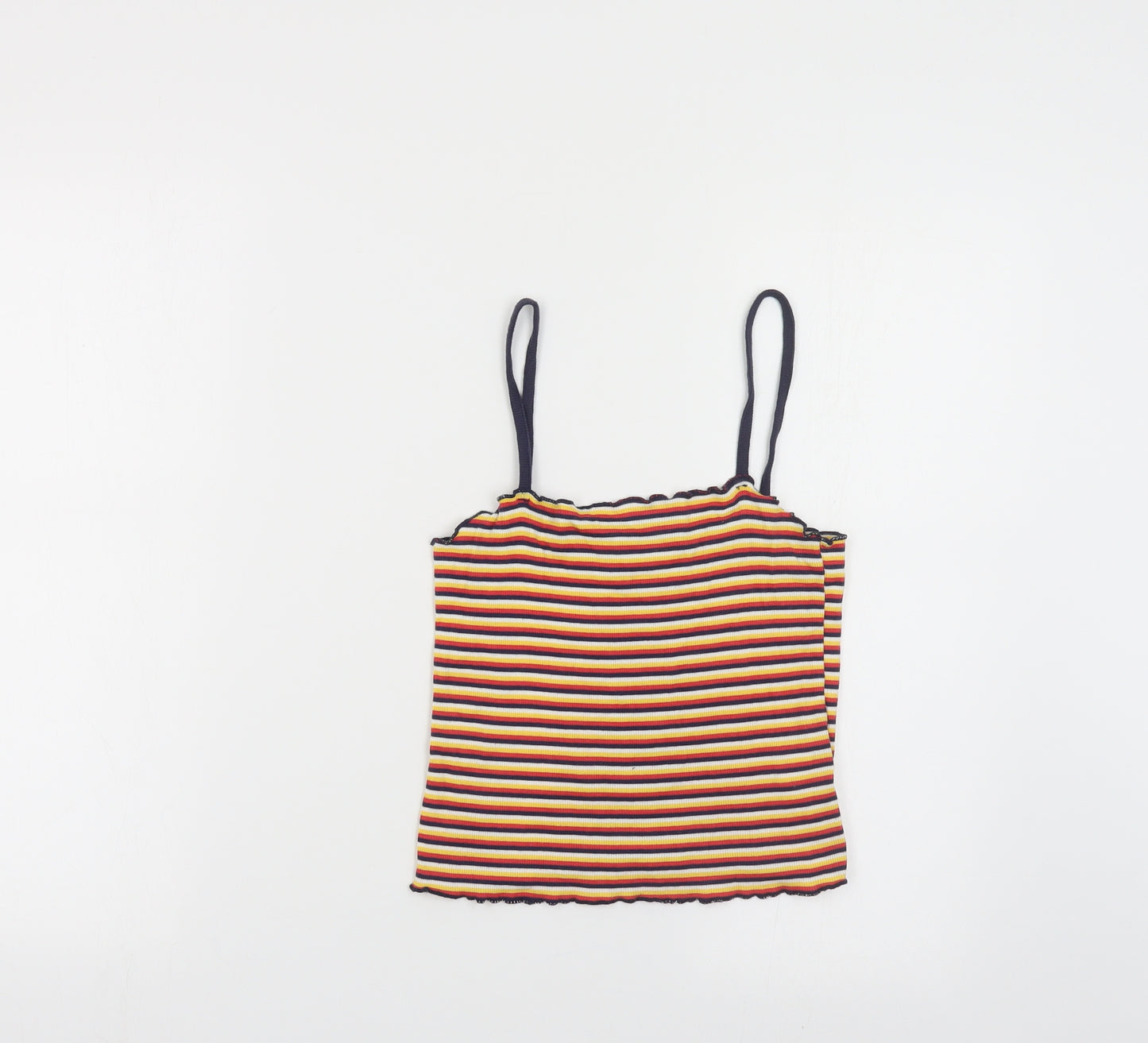 Topshop Womens Multicoloured Striped Cotton Camisole Tank Size 12 Square Neck