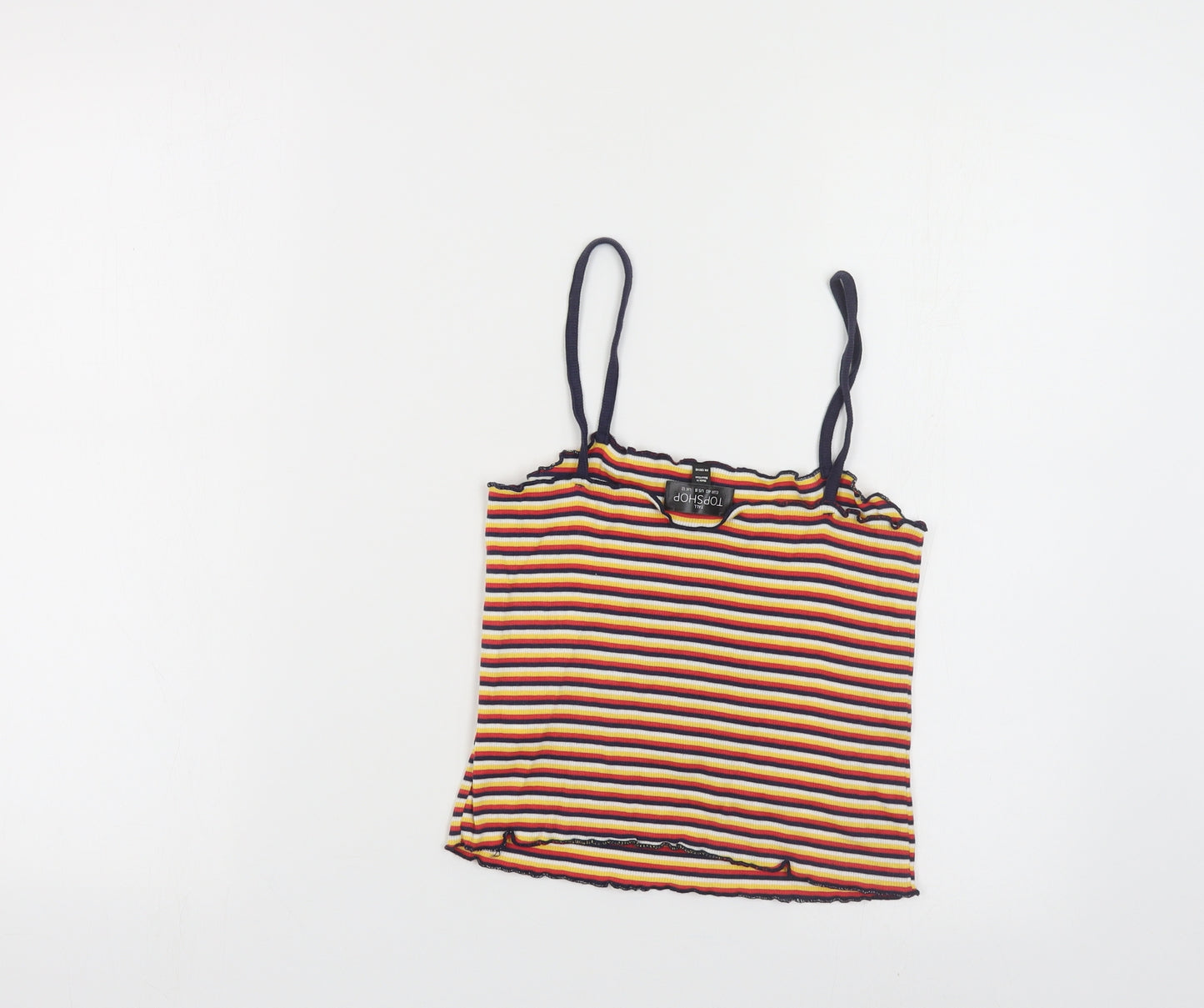 Topshop Womens Multicoloured Striped Cotton Camisole Tank Size 12 Square Neck