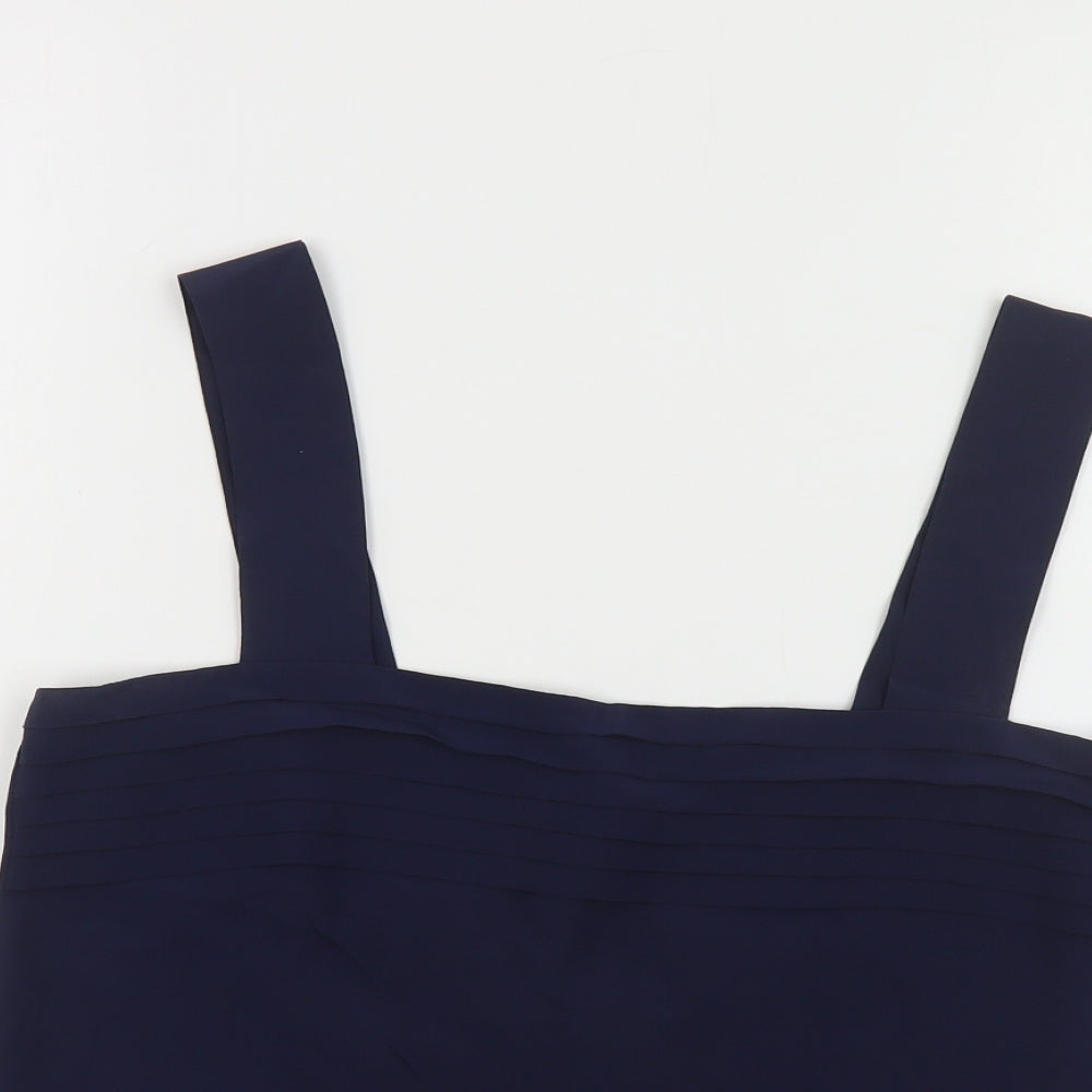 Jean Claire Womens Blue Polyester Basic Tank Size 12 Square Neck