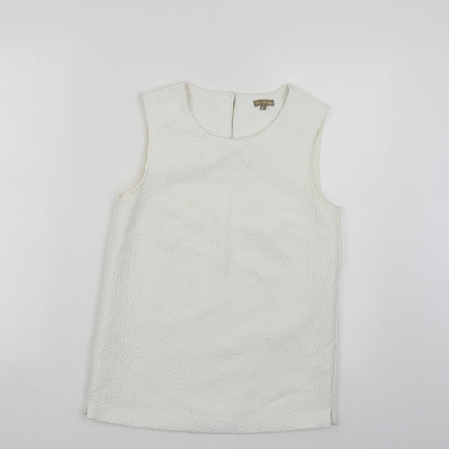 M&Co Womens White Polyester Basic Tank Size 8 Round Neck - Textured