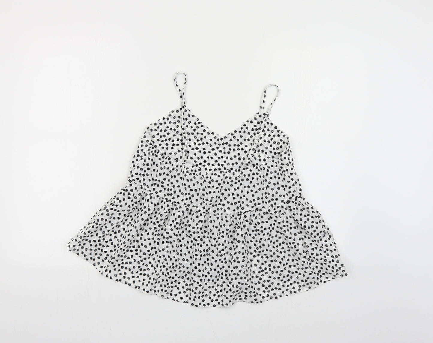 SheIn Womens White Floral Polyester Camisole Tank Size S V-Neck