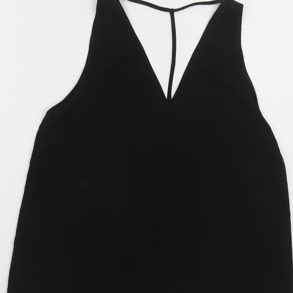 River Island Womens Black Polyester Basic Tank Size 10 V-Neck