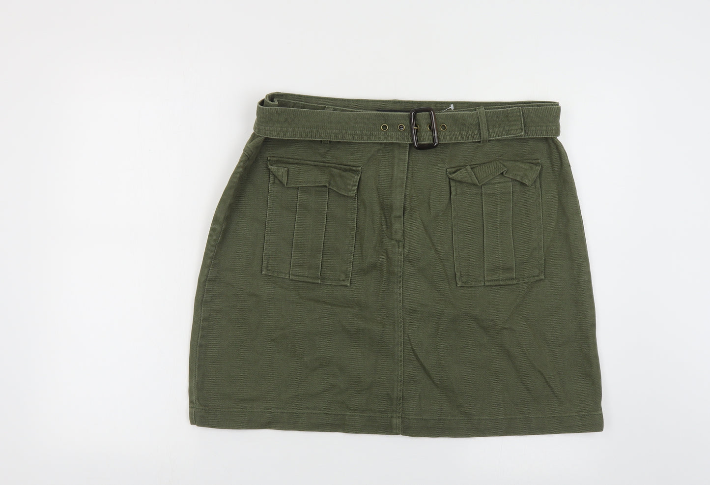 George Womens Green Cotton Cargo Skirt Size 16 Buckle - Belted