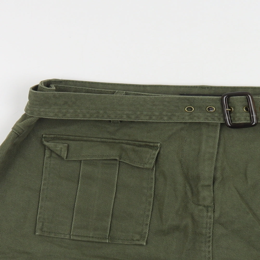 George Womens Green Cotton Cargo Skirt Size 16 Buckle - Belted
