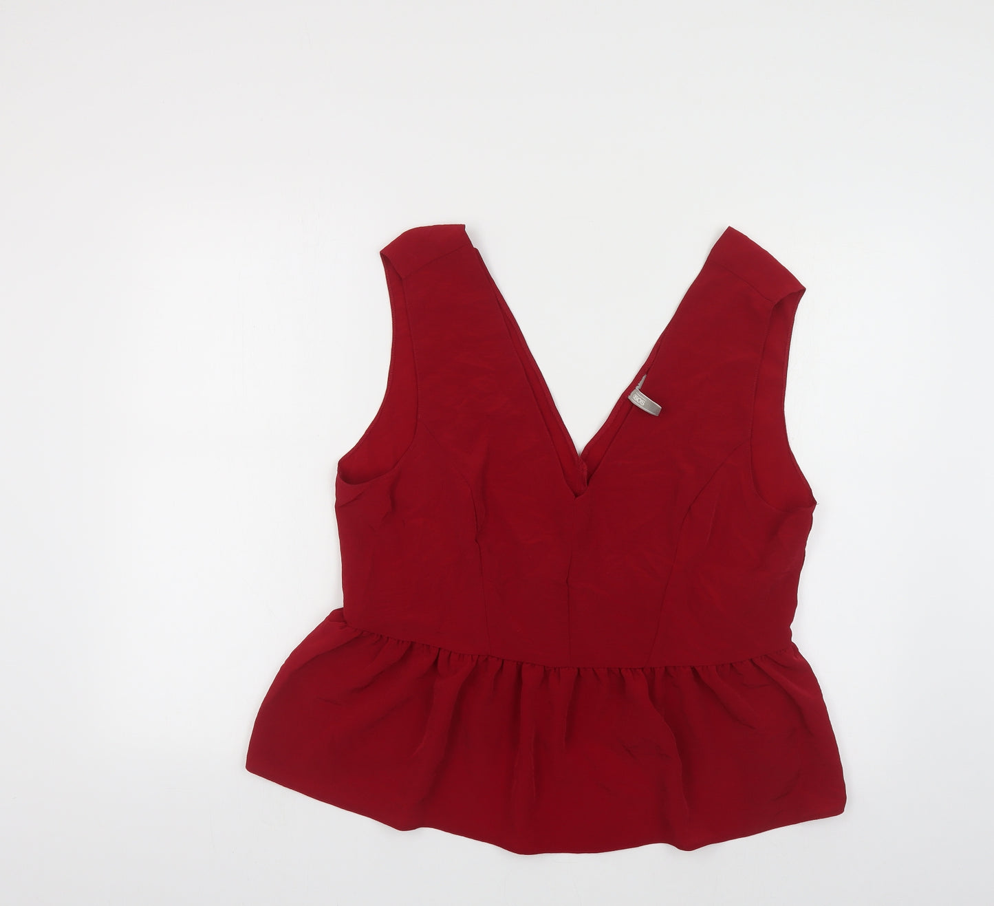ASOS Womens Red Polyester Basic Tank Size 18 V-Neck