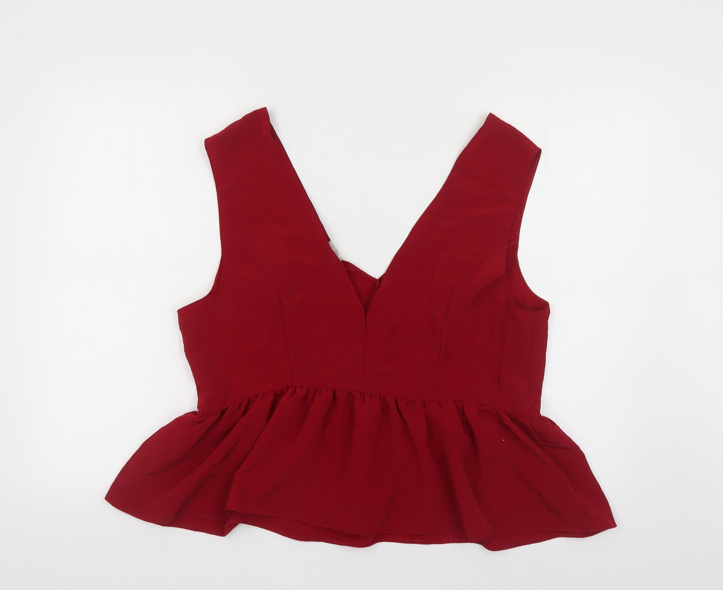 ASOS Womens Red Polyester Basic Tank Size 18 V-Neck