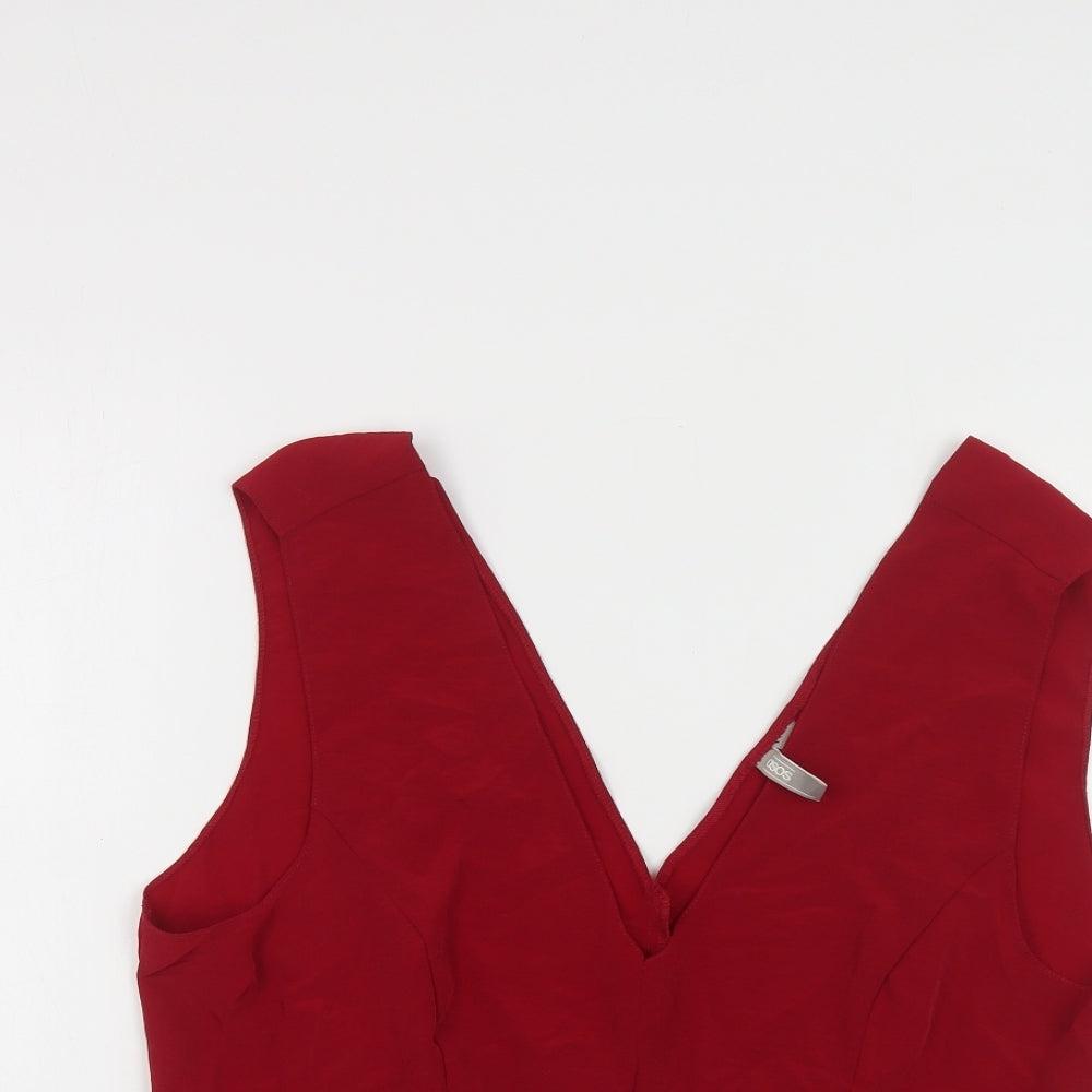 ASOS Womens Red Polyester Basic Tank Size 18 V-Neck