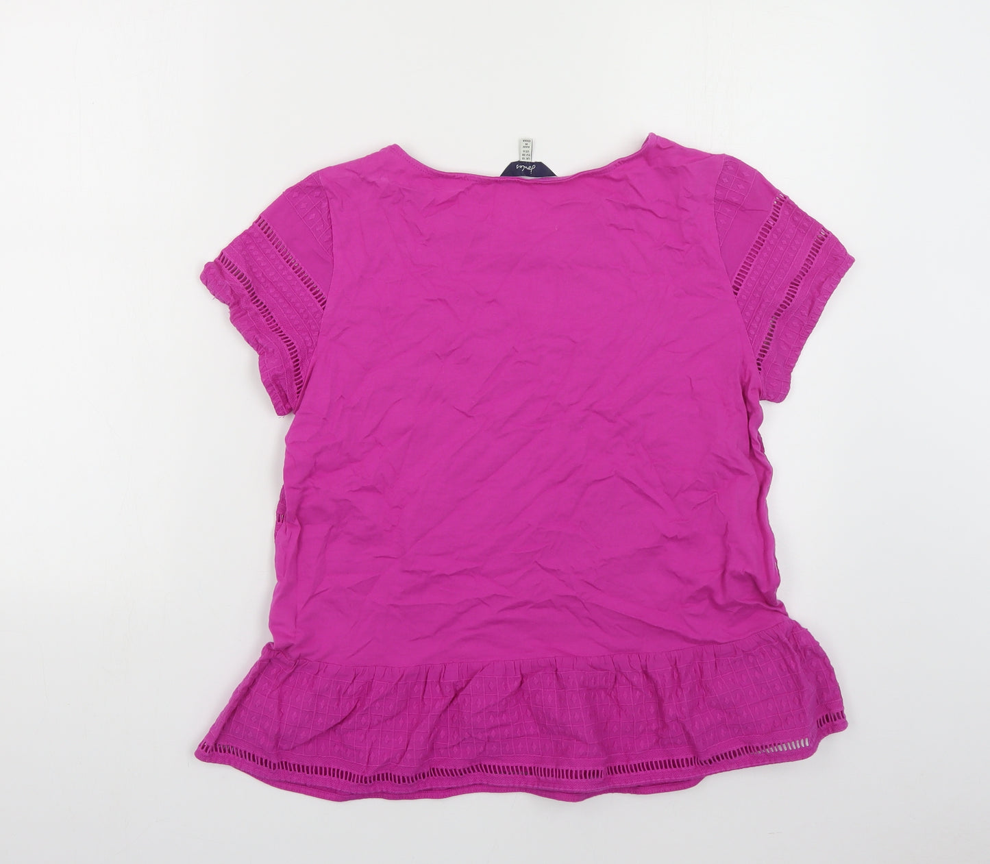 Joules Womens Pink Cotton Basic T-Shirt Size 10 Round Neck