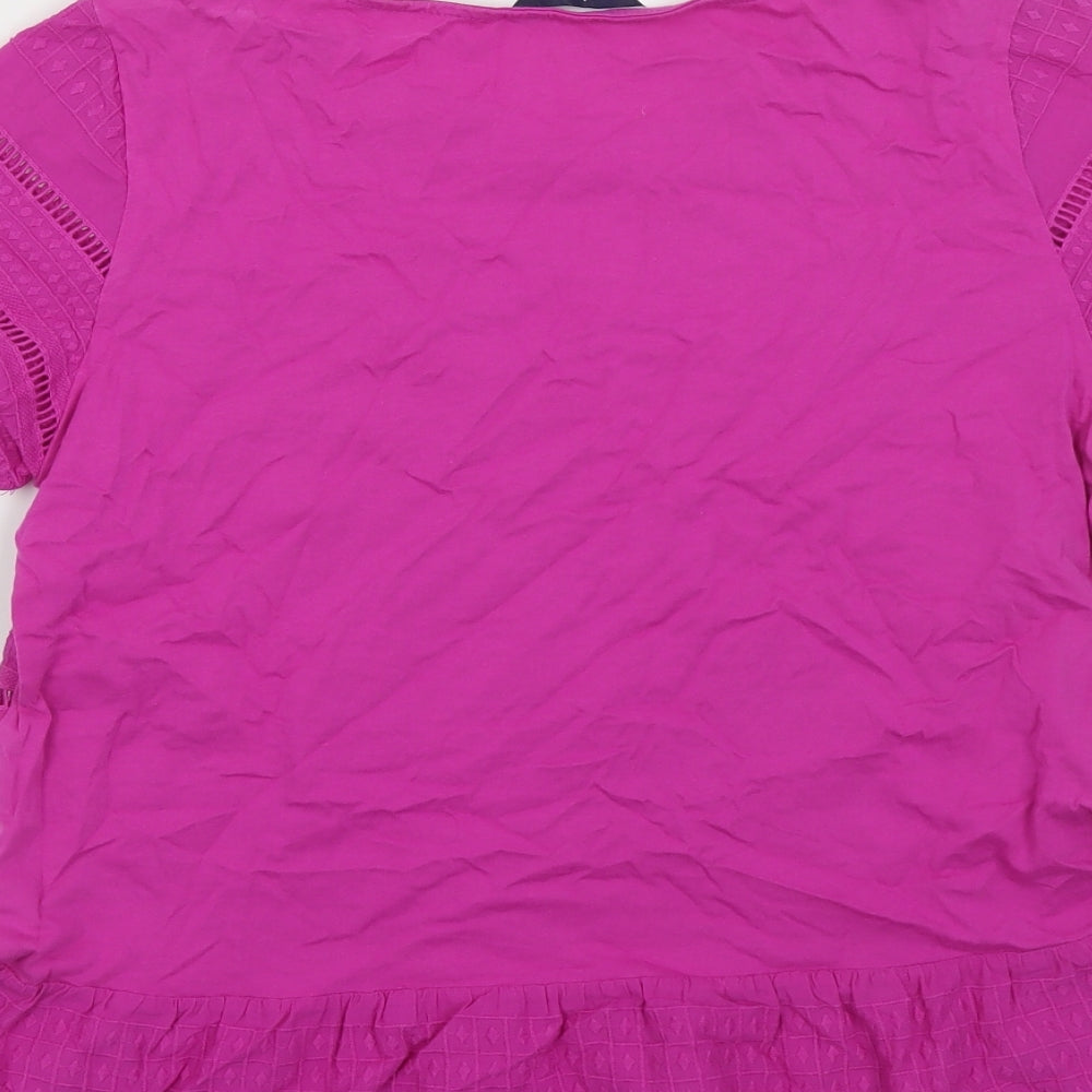 Joules Womens Pink Cotton Basic T-Shirt Size 10 Round Neck