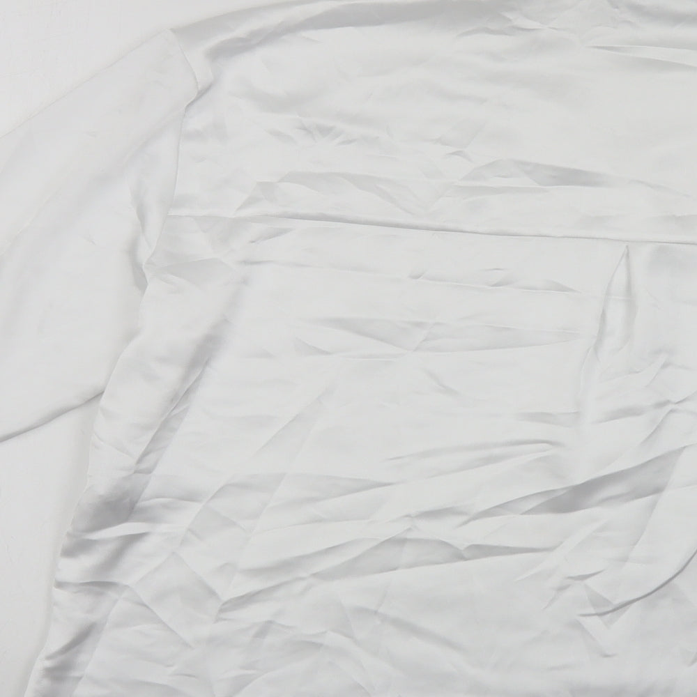 Zara Womens White Polyester Basic Button-Up Size M Collared