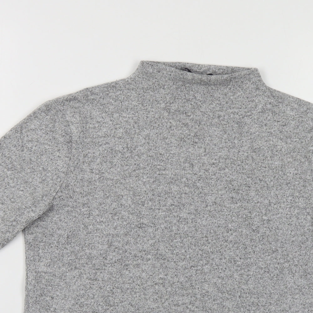 Marks and Spencer Womens Grey Viscose Basic T-Shirt Size 10 Mock Neck