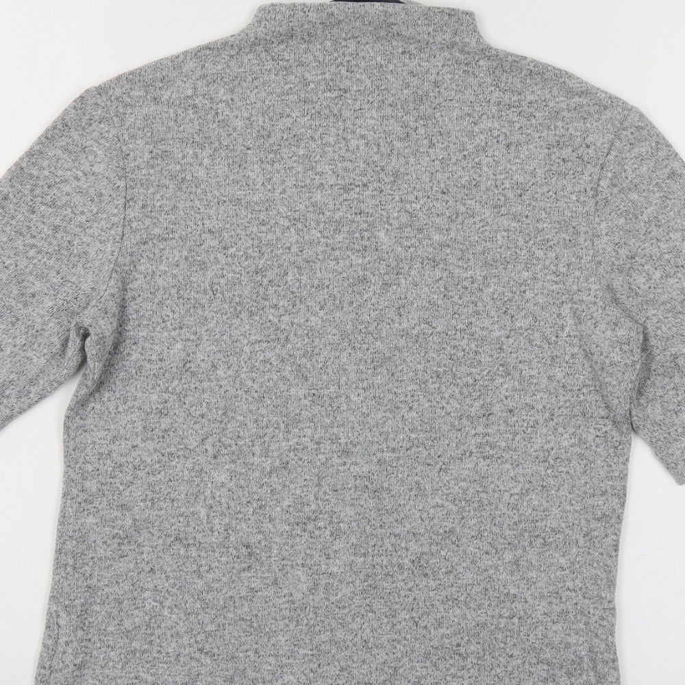 Marks and Spencer Womens Grey Viscose Basic T-Shirt Size 10 Mock Neck