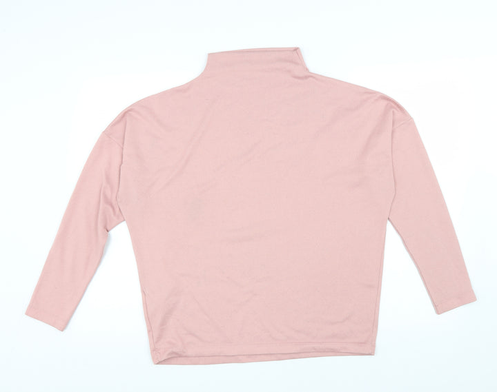 Uniqulo Womens Pink High Neck Polyester Pullover Jumper Size S