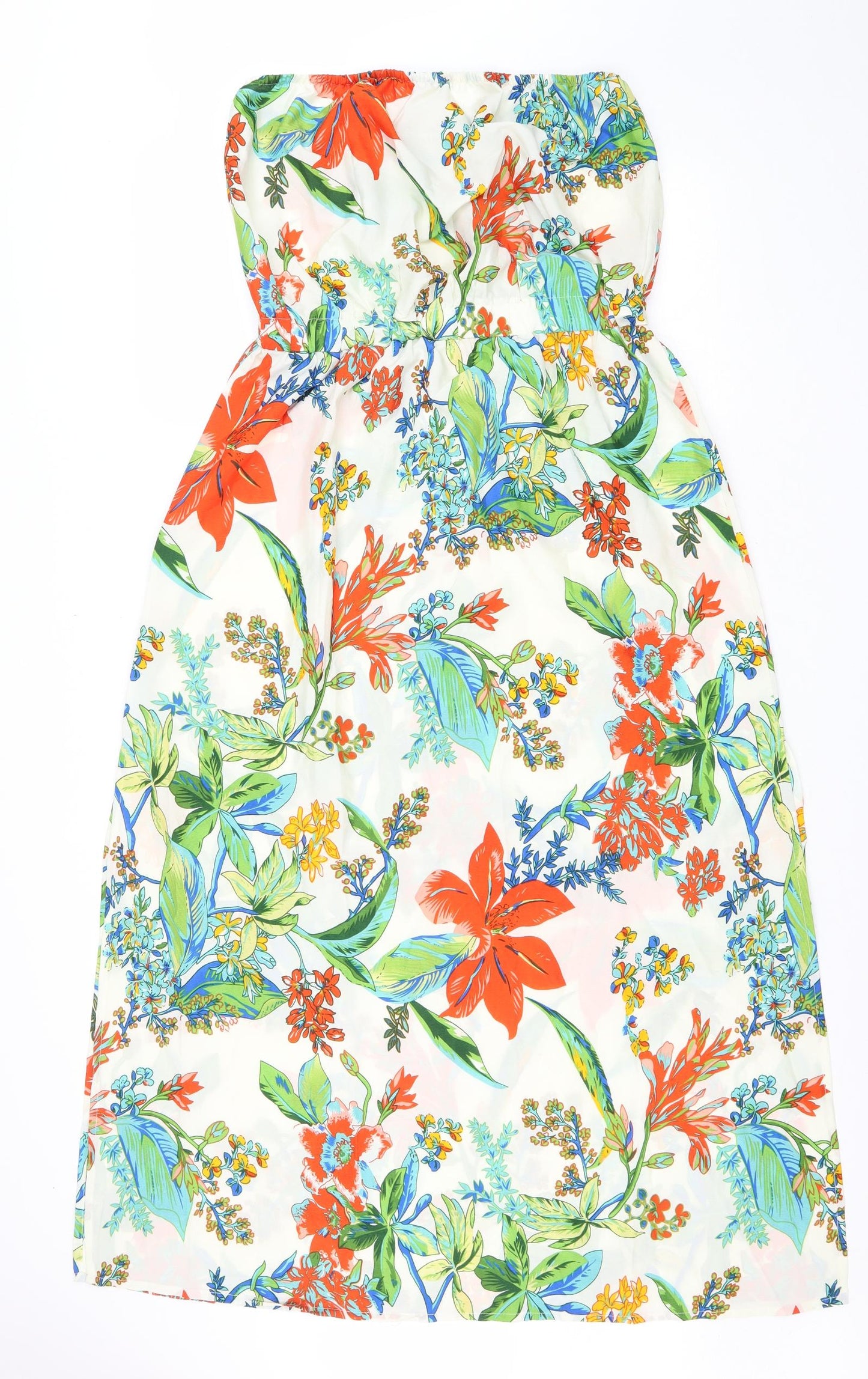 Kasara Womens Ivory Floral Polyester Fit & Flare Size M Off the Shoulder Pullover