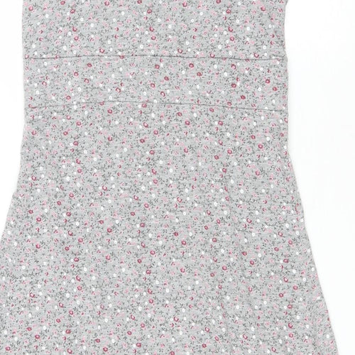 Yards Womens Grey Floral Patent Leather Tank Dress Size M V-Neck Pullover