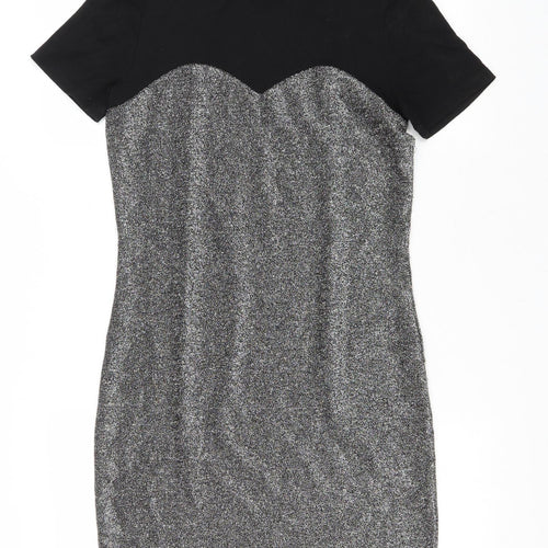 Noisy may Womens Silver Polyester Bodycon Size M High Neck Pullover