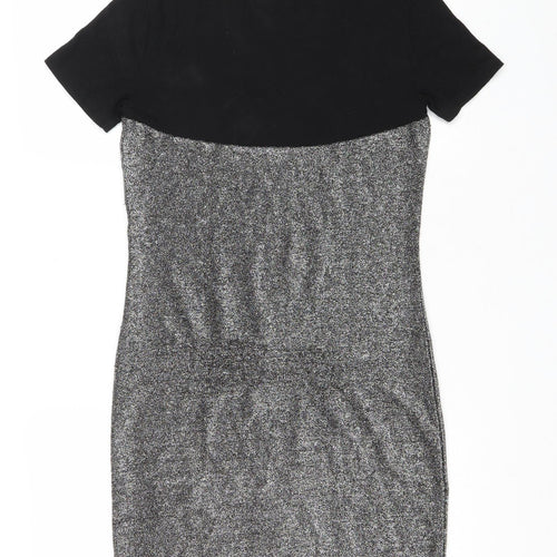 Noisy may Womens Silver Polyester Bodycon Size M High Neck Pullover