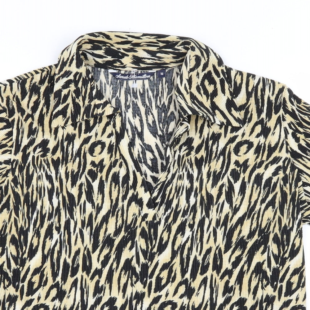 Sarah Hamilton Womens Multicoloured Animal Print Polyester Basic Blouse Size 16 Collared - Leopard Print