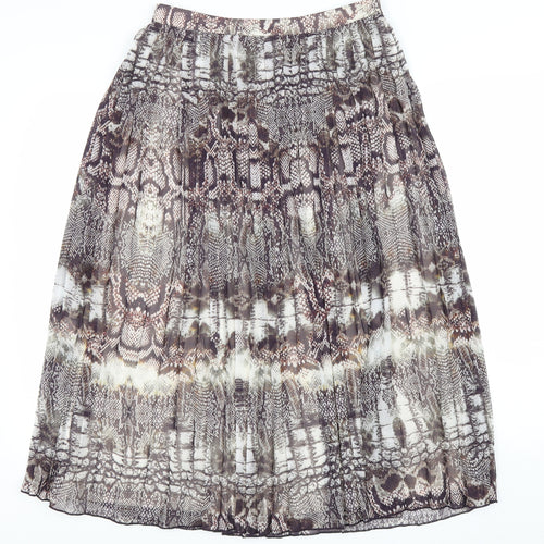 ASOS Womens Brown Animal Print Polyester Pleated Skirt Size 10 Zip - Snake Skin Print