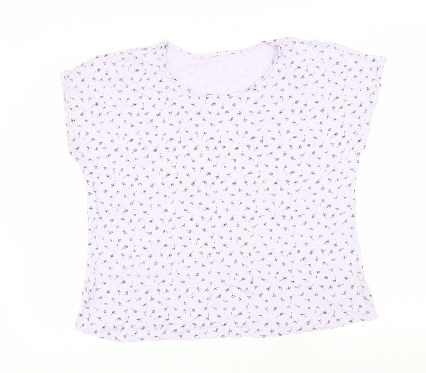 George Womens Purple Floral Viscose Basic T-Shirt Size 18 Round Neck