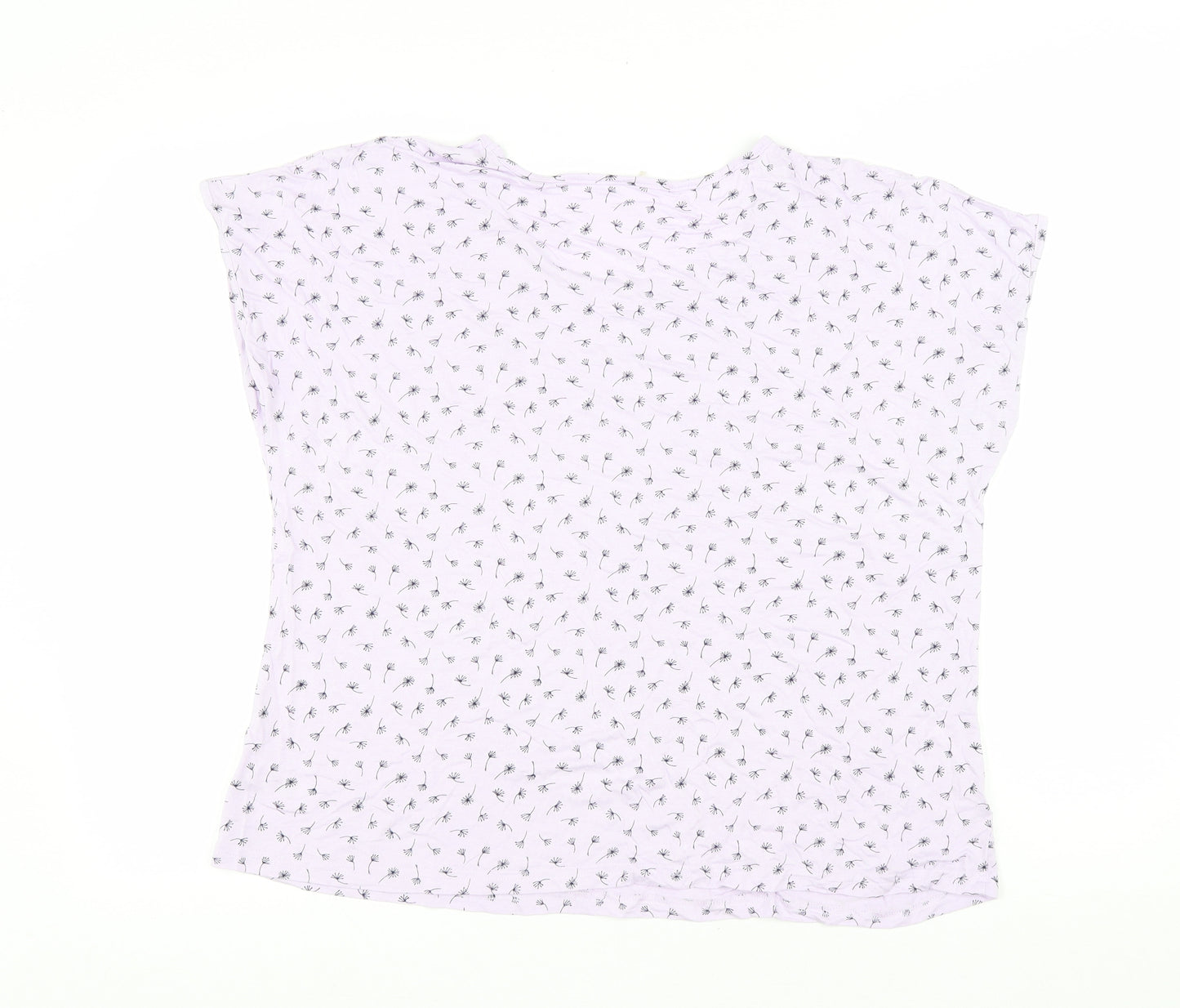 George Womens Purple Floral Viscose Basic T-Shirt Size 18 Round Neck
